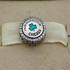 🔥🔥Pandora Chicago Exclusive I Have Irish Roots Travel Button Charm
